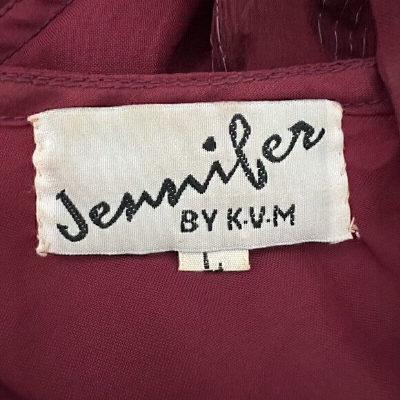 Vintage 90s Jennifer by KVM Party Dress Size M Cranberry Sequin Embroidered Silk - Picture 2 of 16
